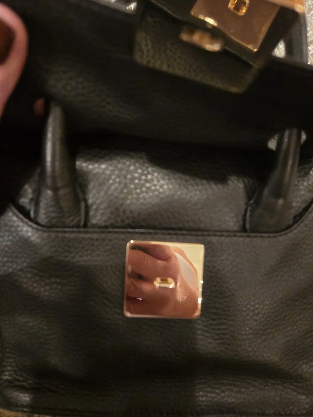Tory Burch Black Pebbled Leather Satchel and Matching Wallet
